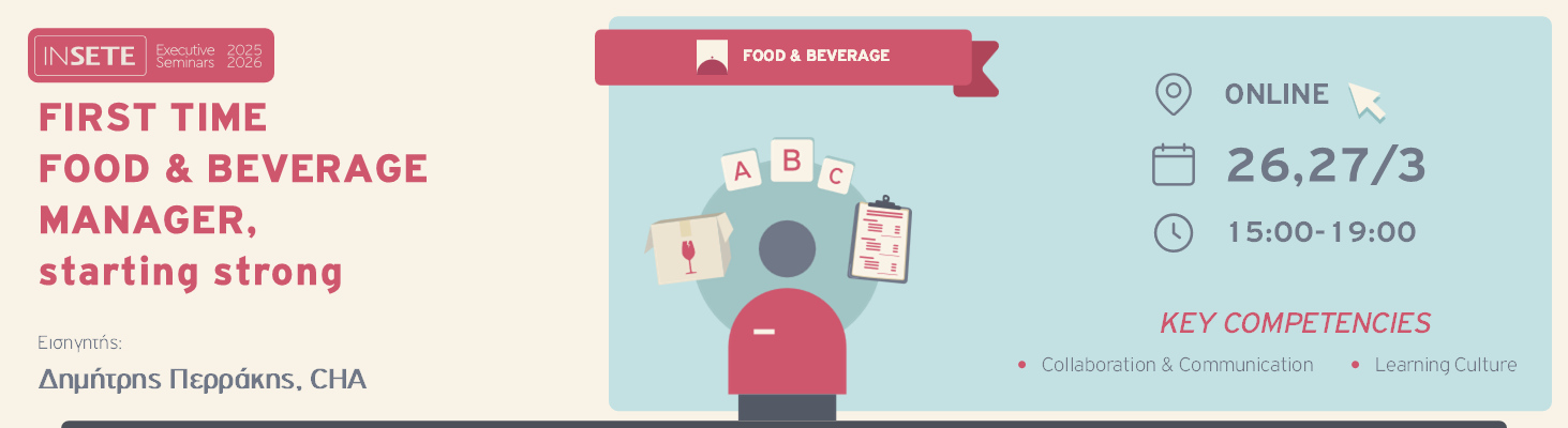 FIRST TIME FOOD & BEVERAGE MANAGER, starting strong 