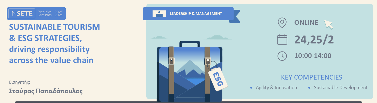 SUSTAINABLE TOURISM & ESG STRATEGIES, driving responsibility across the value chain 